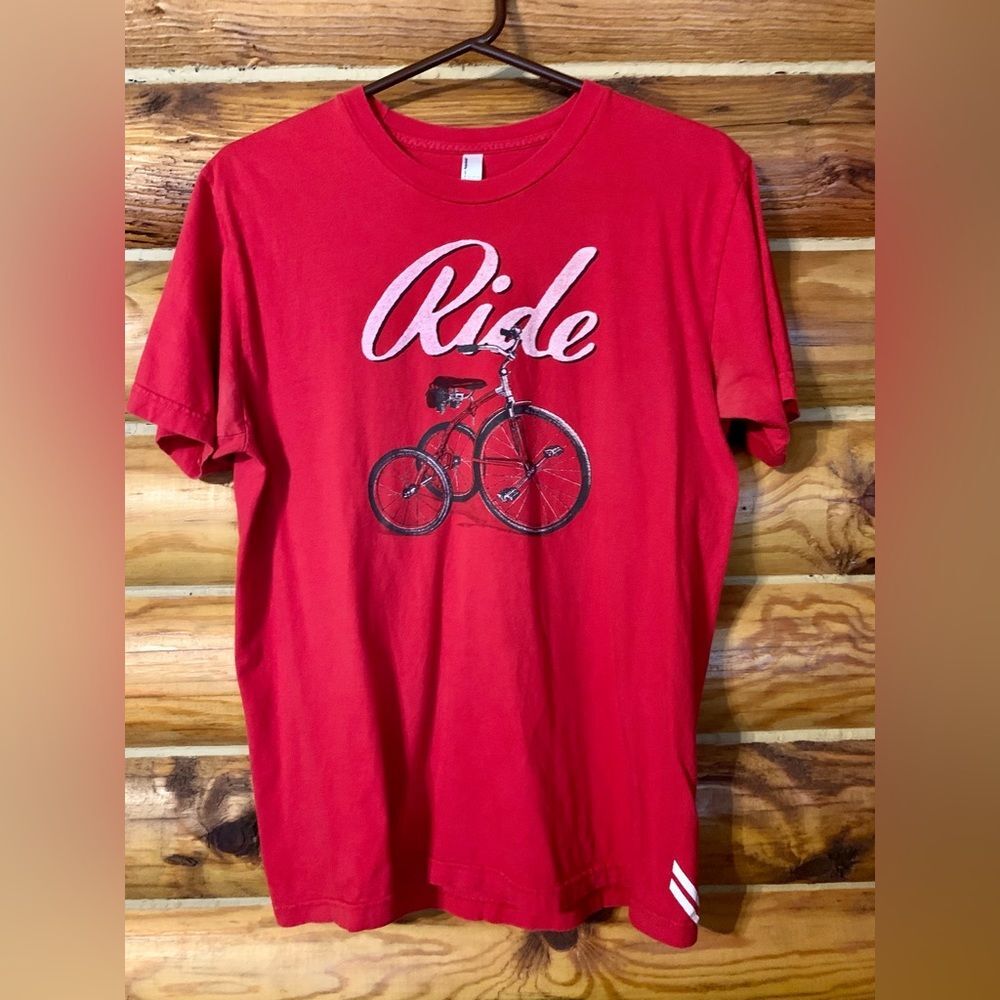 Men’s American Apparel Red Ride Bicycle Bike Trike Graphic T-Shirt Tee